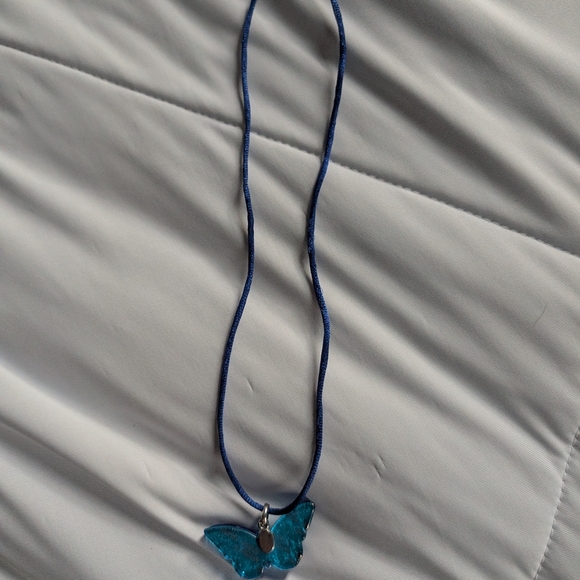 Blue Butterfly Pendant Necklace (New) - Picture 4 of 7